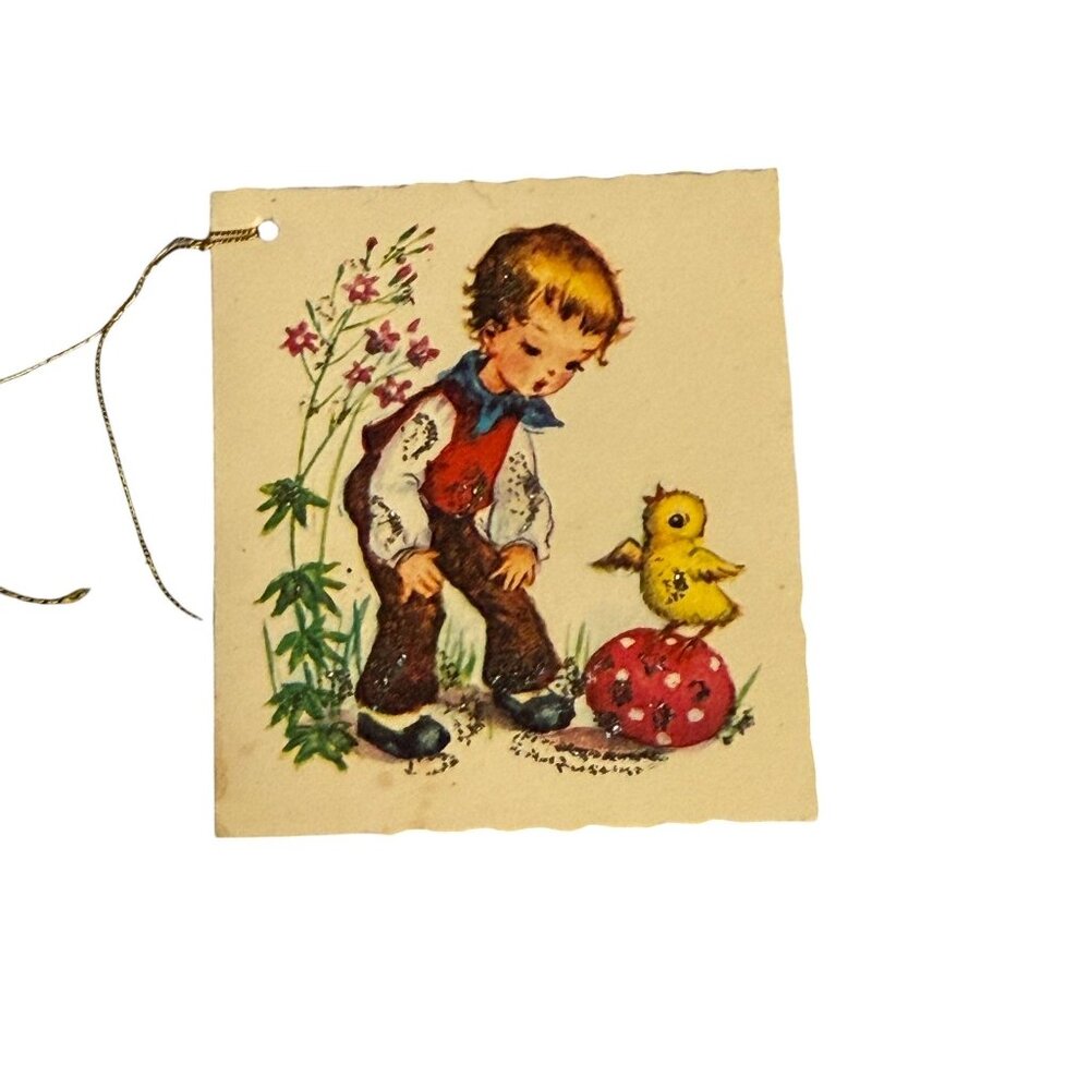 Vtg Easter Card Boy & Chick Design Kruger Made In Western Germany No. 560
